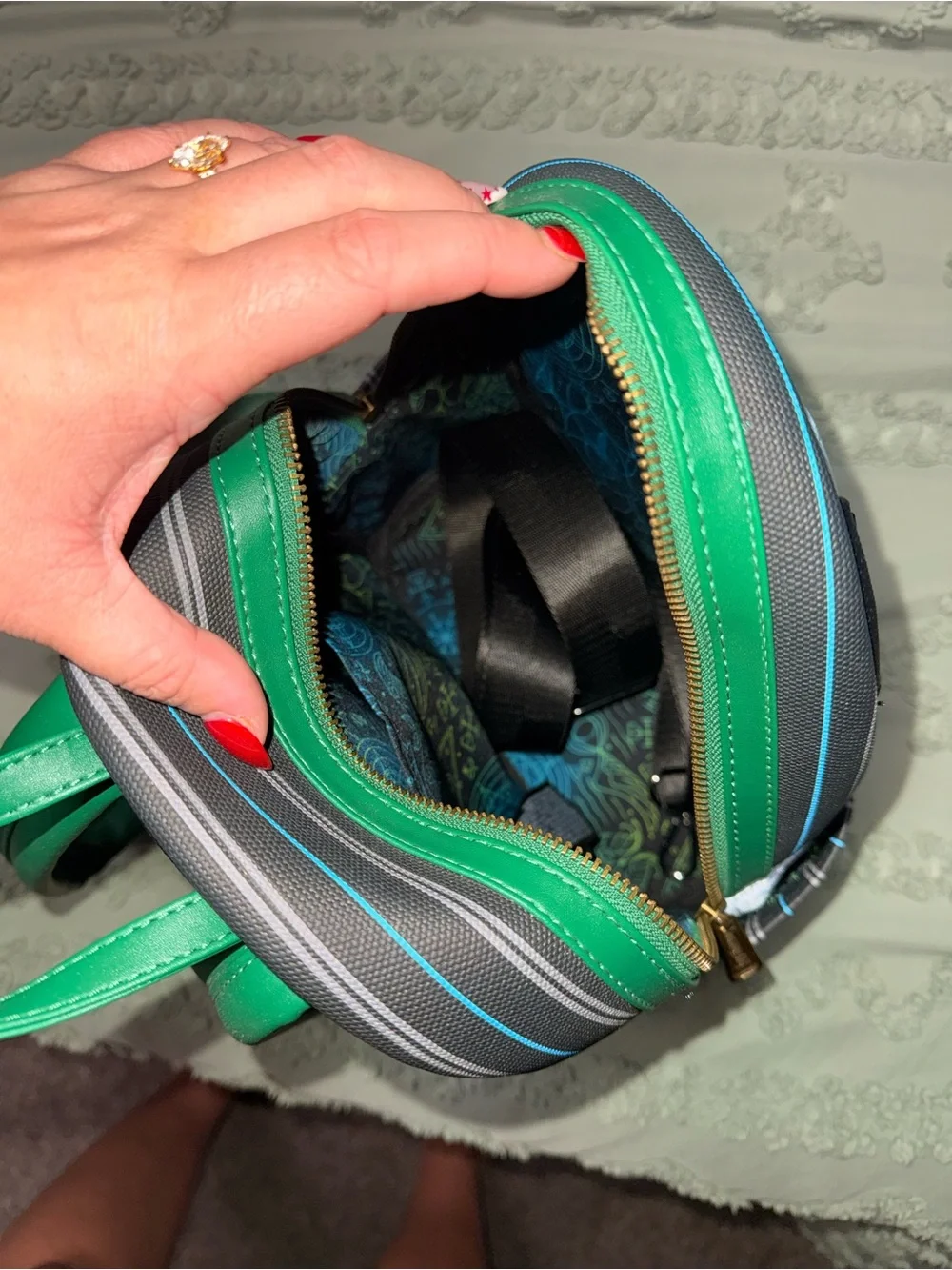 Loungefly Wicked Mini Backpack - Gray, Teal & Light Blue
